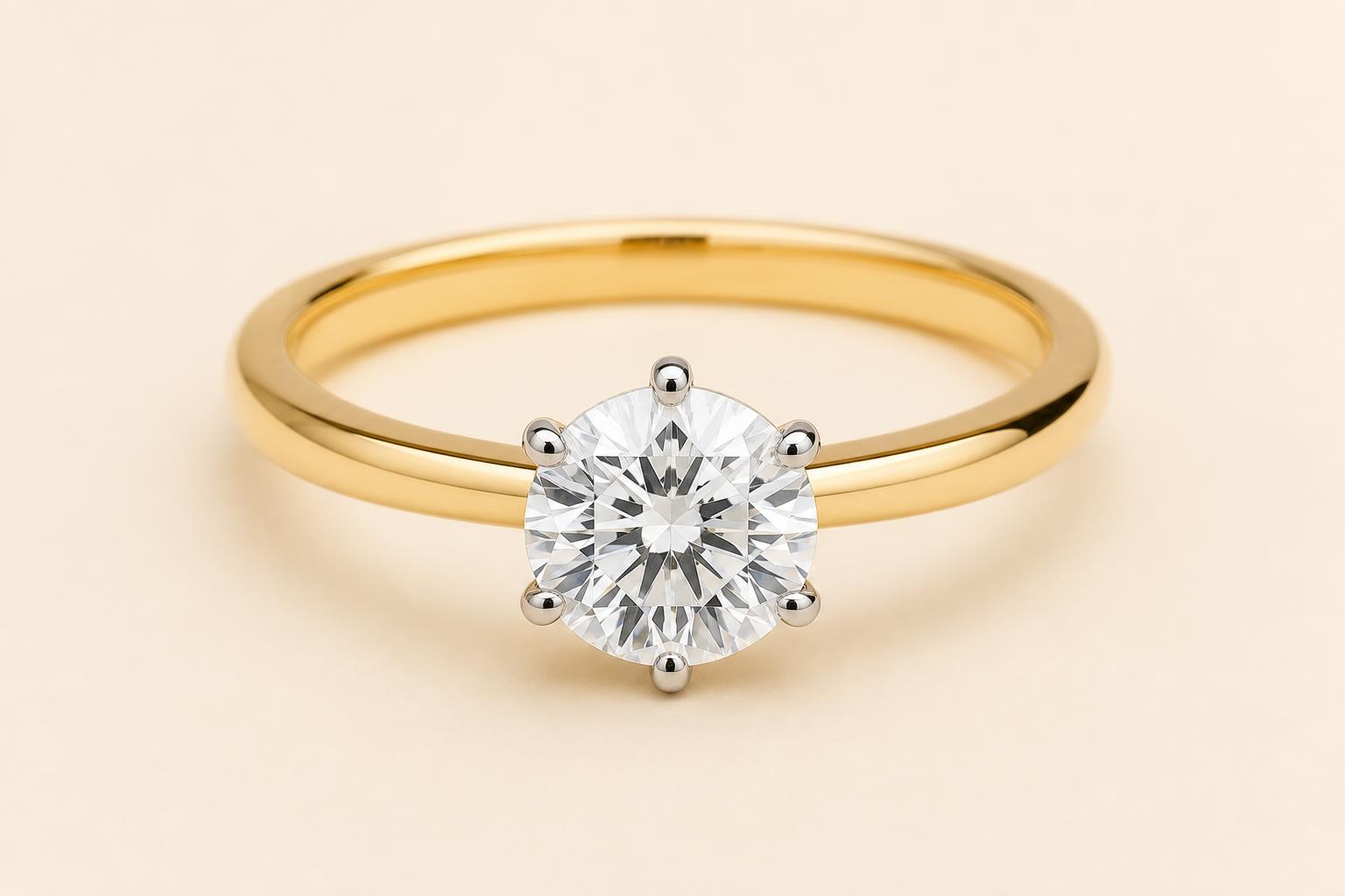 round brilliant diamond bond ring, studio view