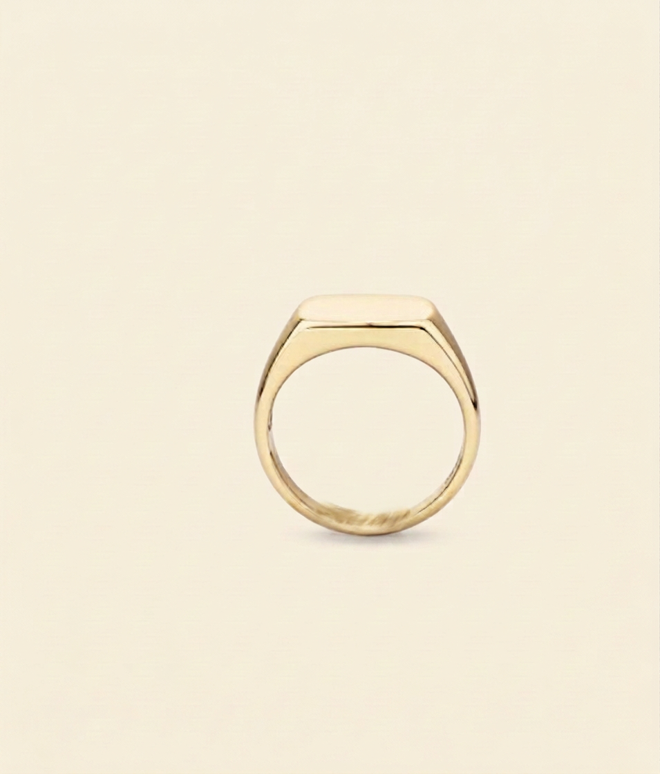 Signet Bond ring in yellow gold, side angle